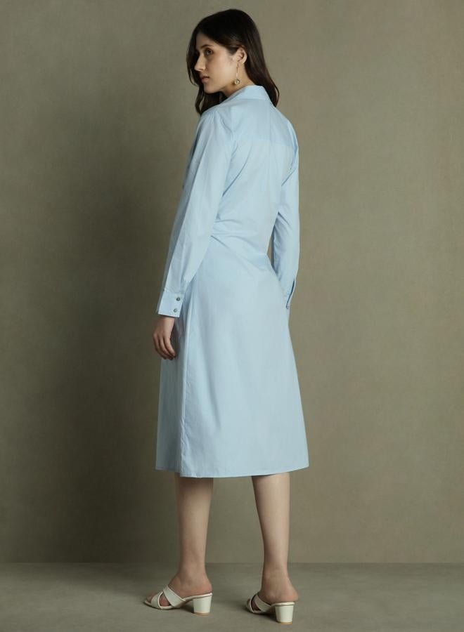 Dennis Lingo Pale Blue Shirtdress - Image 2