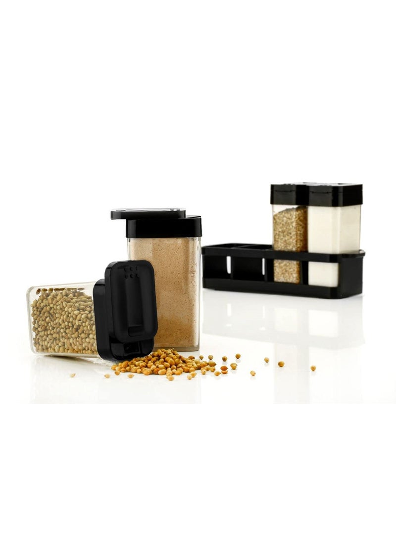 PUTHAK PUTHAK Multipurpose 4 pcs Spice Rack Masala BoxMasala Condiment SetKitchen containers setSpice Rack setKitchen Accessories Items For Storage Organizer 4 Piece Spice Set With Tray Plastic  - Image 3