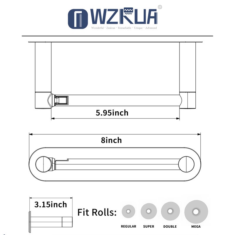 WZRUA Adhesive Toilet Paper Holder Brushed Nickel Bathroom Double Post Pivoting Toilet Tissue Holder Roll Holder Stick On No Drilling Stainless Steel and Zinc Alloy - Image 5