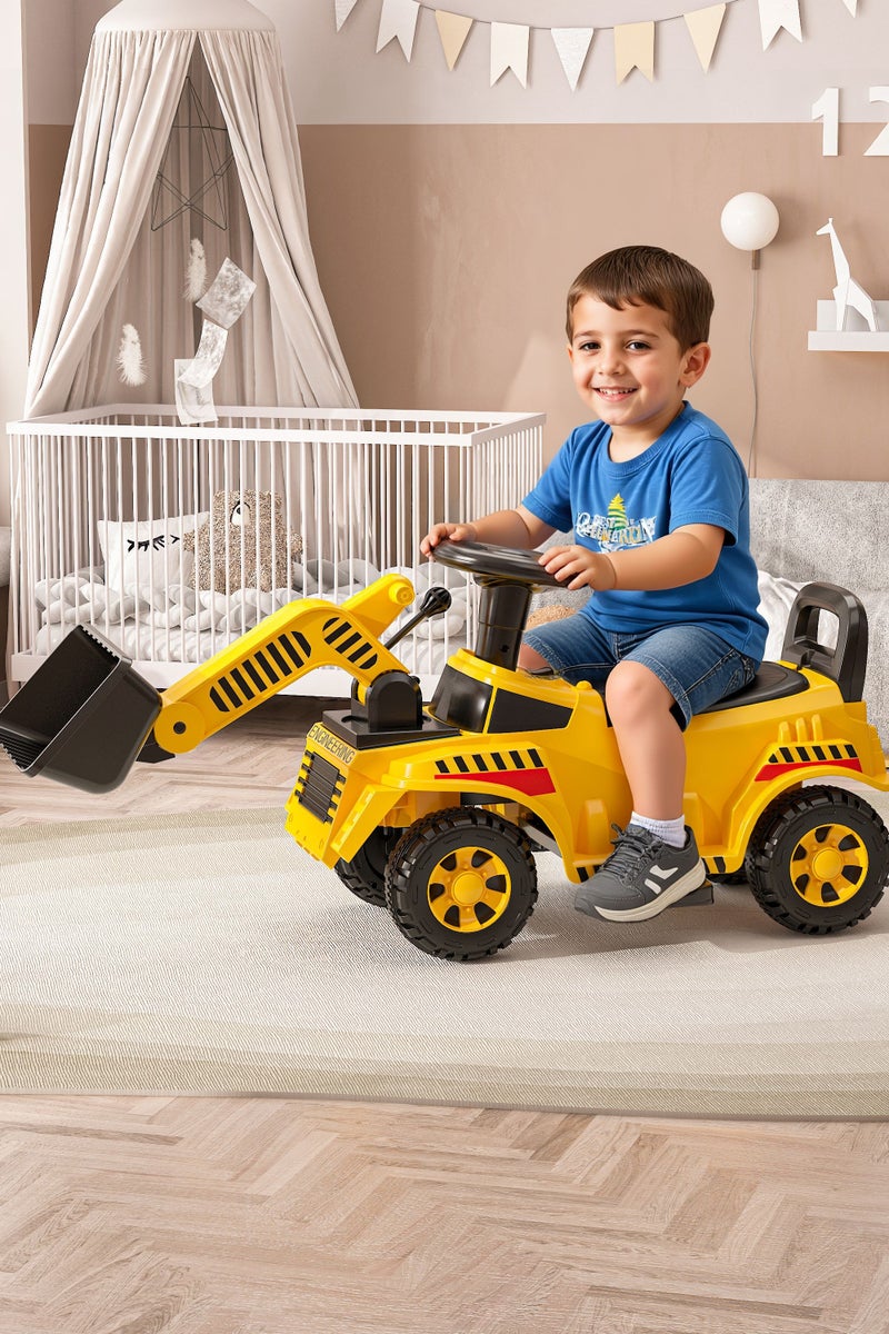 NEWLAN Children's ride-on excavator toy car, yellow construction excavator, suitable for indoor and outdoor play. Fun children's ride-on toy car. - Image 1