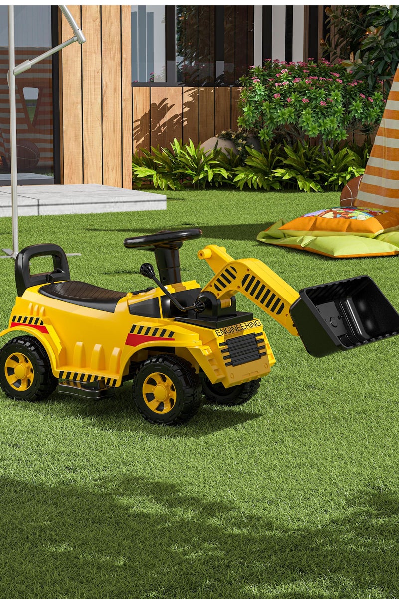 NEWLAN Children's ride-on excavator toy car, yellow construction excavator, suitable for indoor and outdoor play. Fun children's ride-on toy car. - Image 3