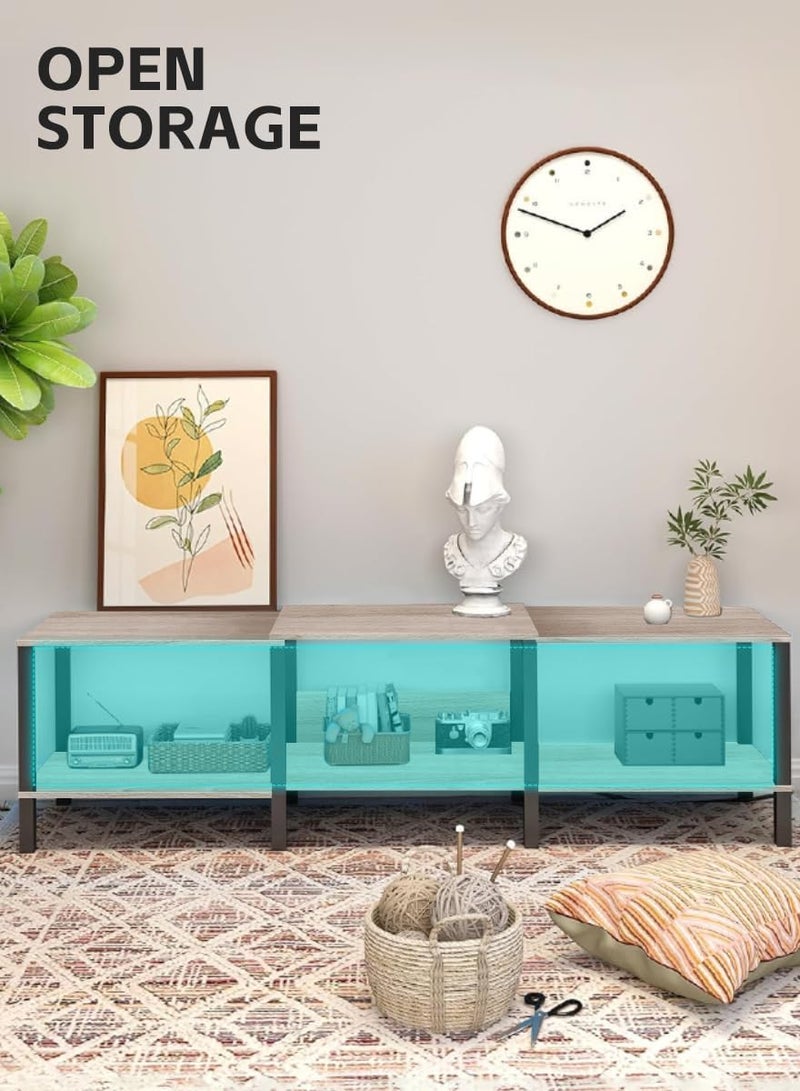 Ammar Space TV Cabinet,Modern TV Console for Living Room Wood Media Center TV Stand with Open Storage Shelves Media Storage Stand Console Table Industrial Design - Image 5