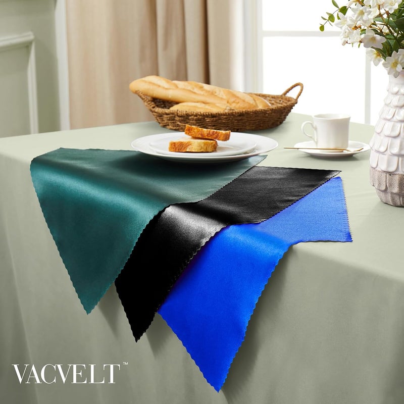 VACVELT 100 Pack Black Satin Napkins, 17x17 Inch Scalloped Elegant Square Dinner Napkins for Wedding, Restaurant, Banquet, Graduation Party - Image 4