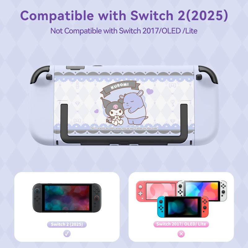 Kuitmor Dockable PC Protective Case Compatible with Switch 2 Model 2025, All-Round Protection Hard Protective Shell for Switch 2 2025 Accessories (Kuromi) - Image 2