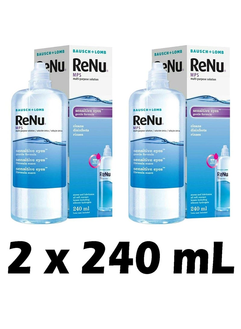 رينو محلول العدسات اللاصقة مالتي بلس من رينو شفاف 2x240 مل  - Image 1
