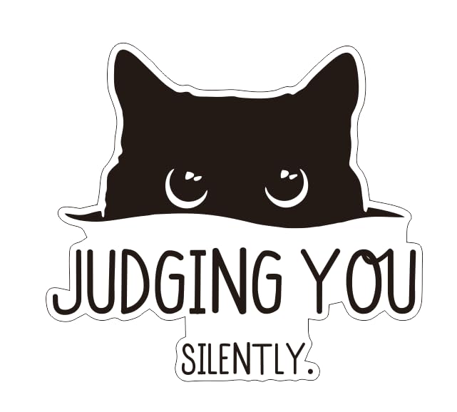 MAKTEM Peeking Curious Black Cat with Words Judging You Silently Car Decal Unique Humorour Vinyl Decal Peeking Cat Decal Window Trunk Rear Bumper Black 1PC - Image 1