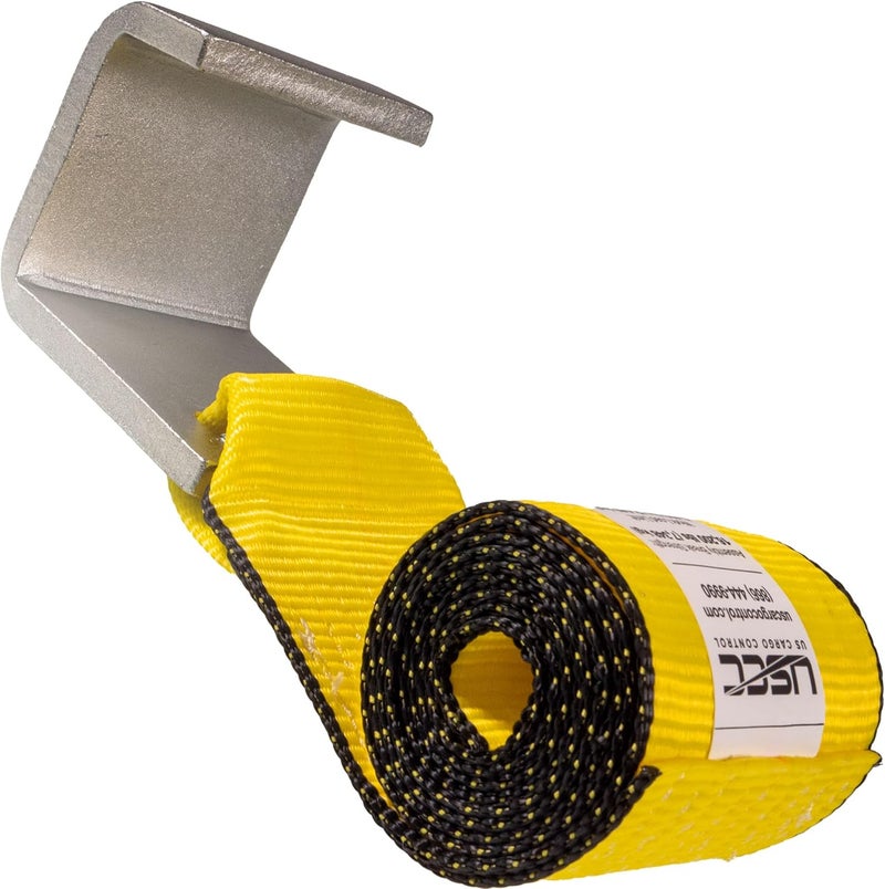 US Cargo Control 4 Inch x 5 Foot Roll Off Container Winch Strap with Large Flat Hook - Image 1
