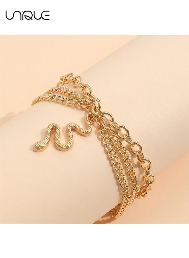 يونيك ثعبان يتدلى خلخال سوار الذهب الثعبان الطبقات الكاحل سوار قابل للتعديل الشرير سلسلة الخلخال الصيف الشاطئ القدم سلسلة مجوهرات للنساء والفتيات - Image 5