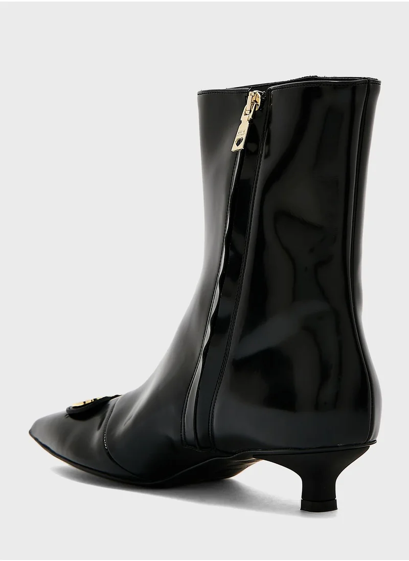 Love Moschino Enameled Heart Ankle Boots