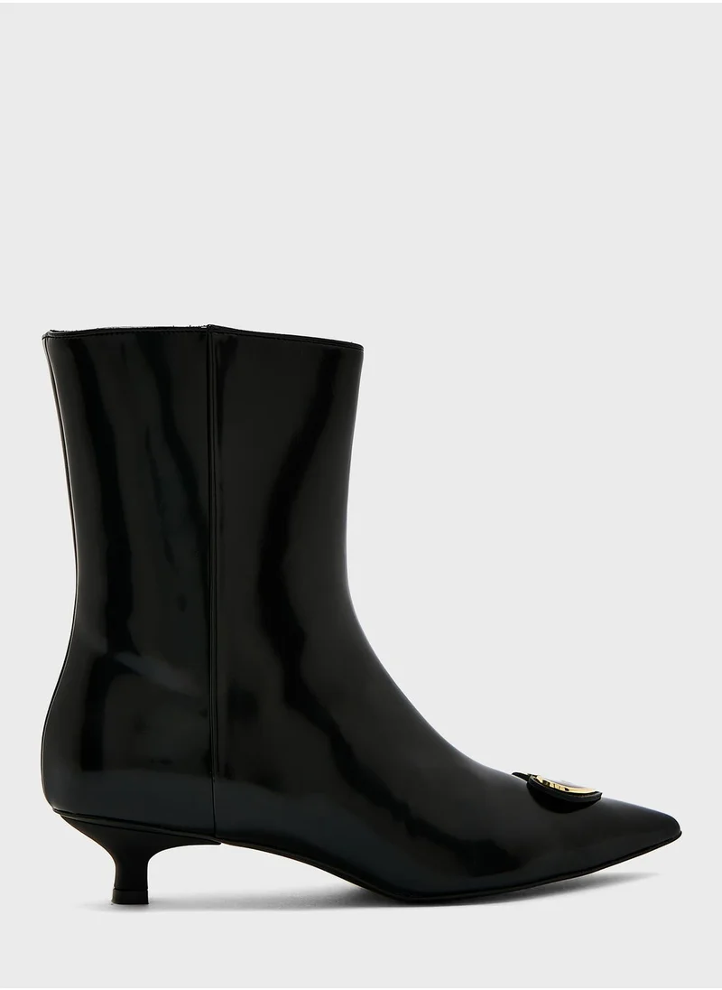 Love Moschino Enameled Heart Ankle Boots