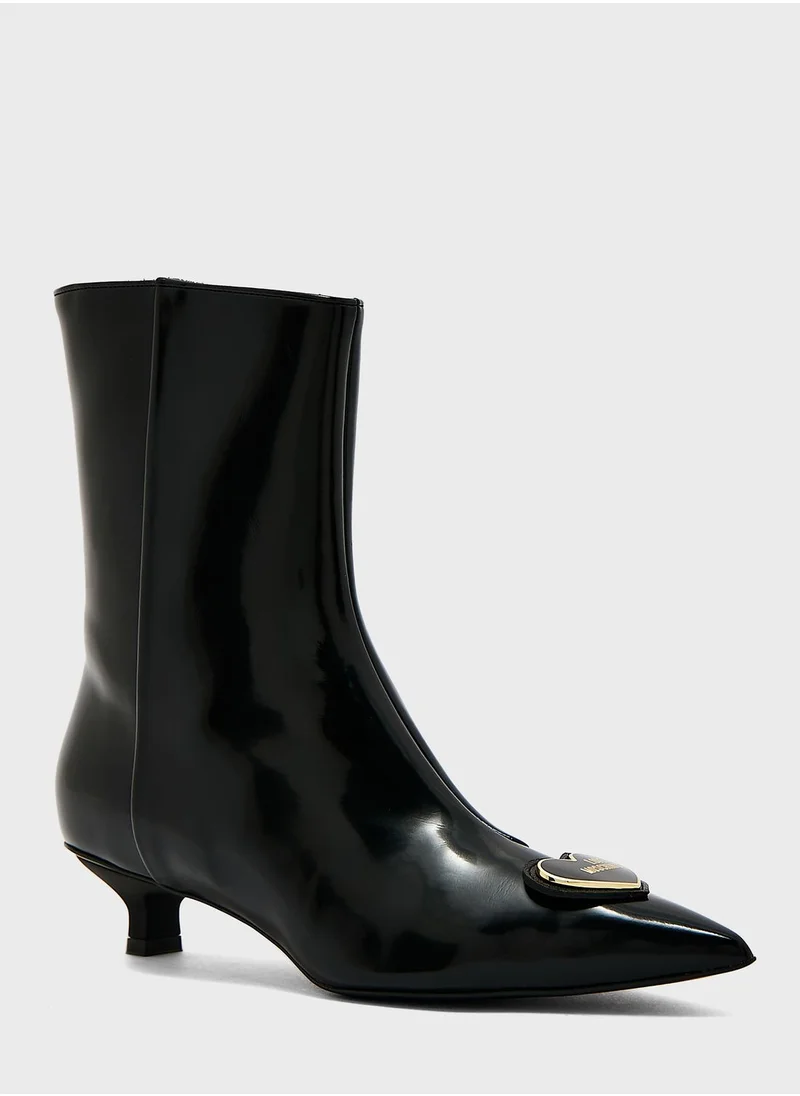 Love Moschino Enameled Heart Ankle Boots