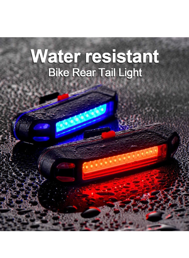 مجموعة أضواء الدراجة مع القرن USB قابلة للشحن دراجة المصباح الأمامي والضوء الخلفي والقرن للماء 3 أوضاع الإضاءة يناسب الدراجات للطرق والجبال - Image 4