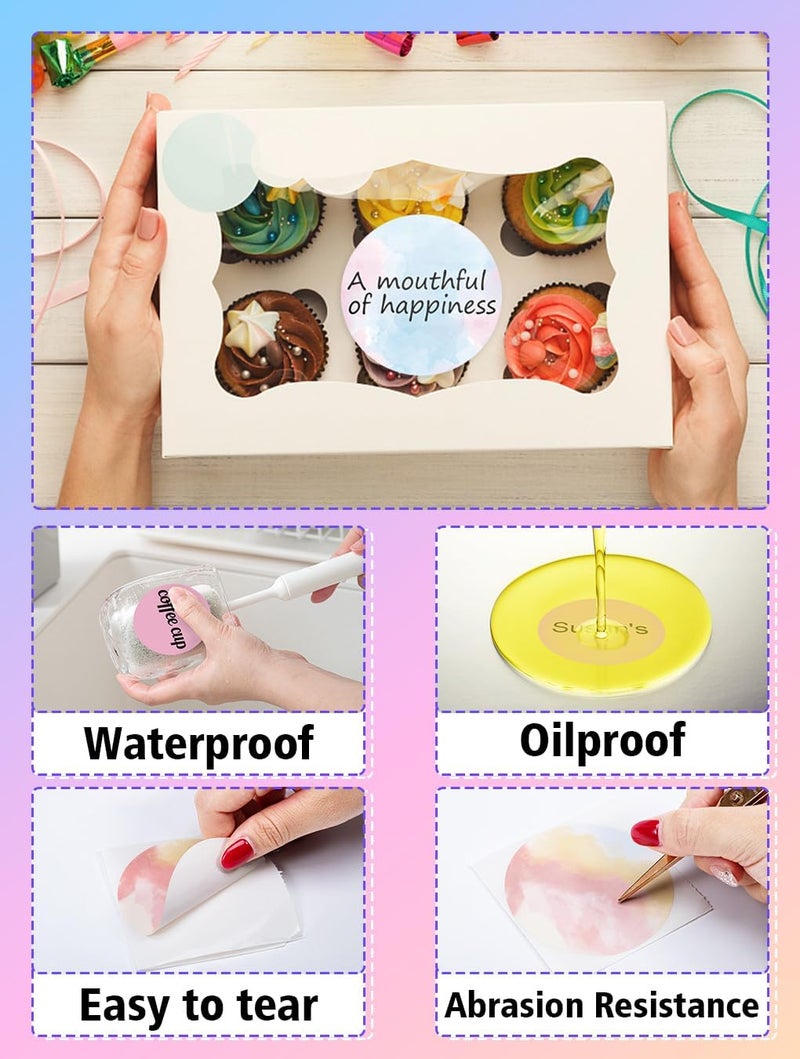 phomemo Circle Labels- 2" Thermal Round Transparent Label For Barcode, Diy Logo Design, Small Business, Compatible With Most Of Shipping Label Printers, 500Pcs/Roll - Image 5