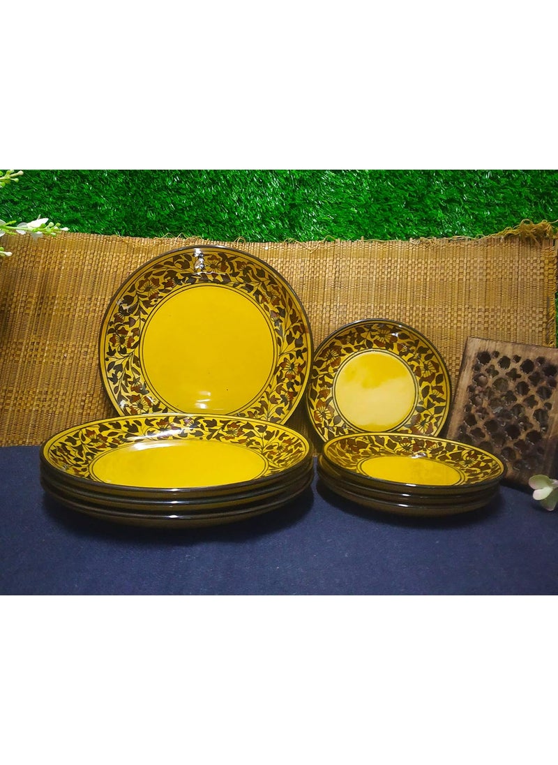 Caffeine Caffeine Ceramic Handmade Stoneware Brown Sehra Combo Dinner Set (15 pcs. Microwave & Dishwasher Safe)  - Image 2