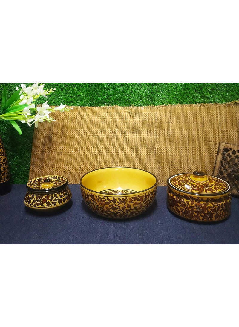 Caffeine Caffeine Ceramic Handmade Stoneware Brown Sehra Combo Dinner Set (15 pcs. Microwave & Dishwasher Safe)  - Image 3