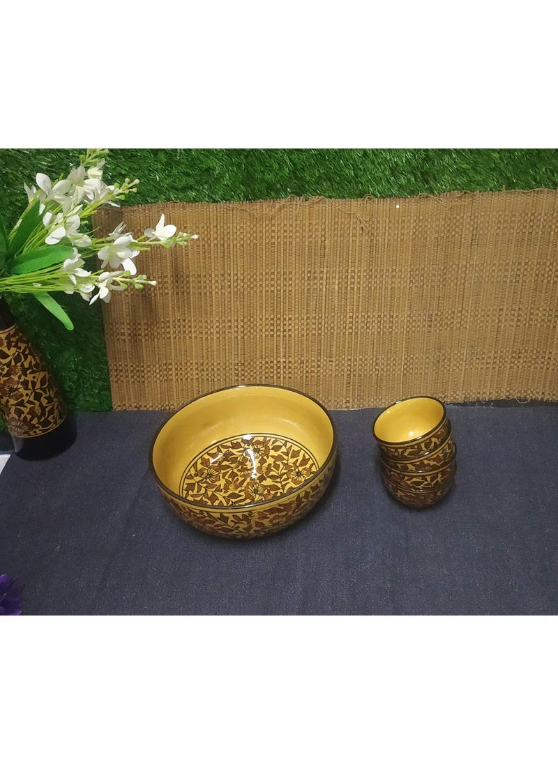 Caffeine Caffeine Ceramic Handmade Stoneware Brown Sehra Combo Dinner Set (15 pcs. Microwave & Dishwasher Safe)  - Image 4