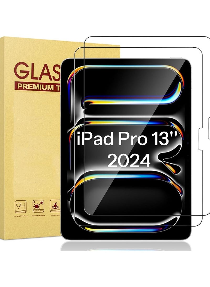 VKL [2 Pack] Screen Protector for iPad Pro 13 Inch M4 [2024] Tempered Glass [Face ID & Pencil Pro Compatible] [HD Clear] Tempered Glass Screen Protector for iPad Pro 13'' (2 Pack, ipad pro 13'' (2024) - Image 1