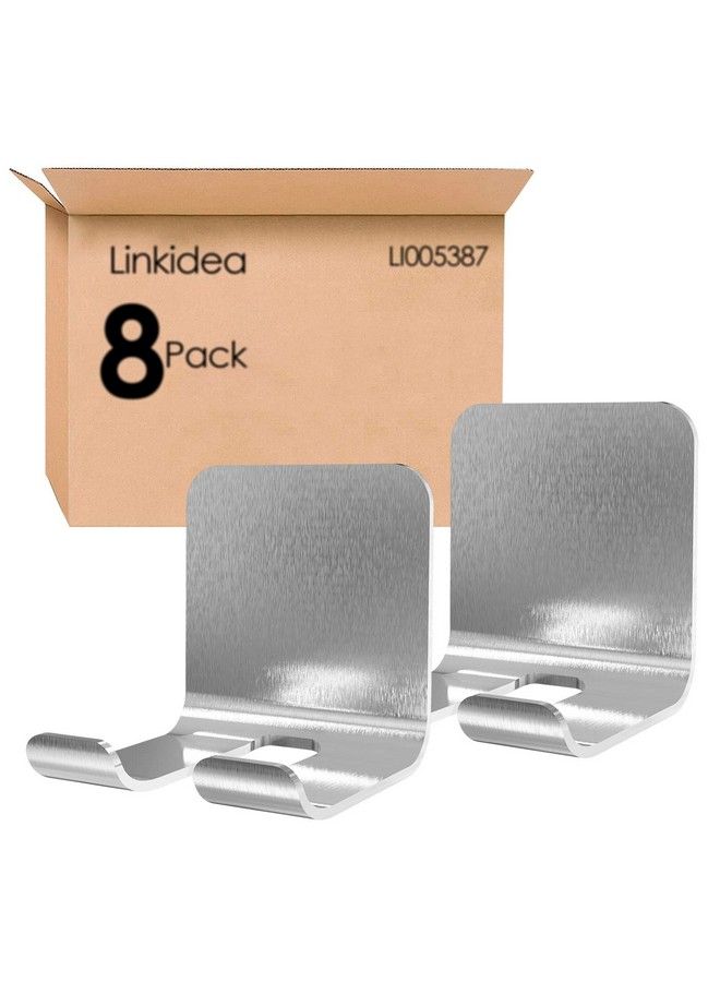 Linkidea 8 Packs Wall Mount Shower Razor Holder Self Adhesive Shaver Hooks Stainless Steel Sticky Hanger Compatible With Vikings Merkur Double Edge Safety Razor(Silver) - Image 2