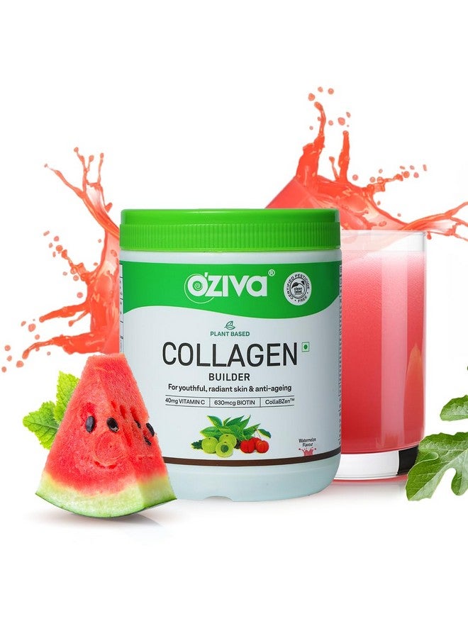 OZiva Vegan Collagen (Watermelon) with Biotin & Vitamin C For Brighter & Youthful Skin | Collagen Supplement For Women & Men | Plant Based Powder | Certified Vegan 125g - Image 1