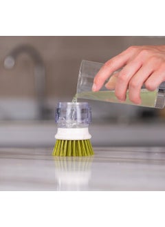 AARAMBH Outlet AARAMBH Outlet Soap Dispensing Cleaning Brush with Storage Stand Compact and Durable Palm Brush for Kitchen and Dishwashing EasytoFill Multicolor Plastic Pack of 2  - Image 3