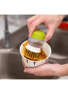 AARAMBH Outlet AARAMBH Outlet Soap Dispensing Cleaning Brush with Storage Stand Compact and Durable Palm Brush for Kitchen and Dishwashing EasytoFill Multicolor Plastic Pack of 2  - Image 5