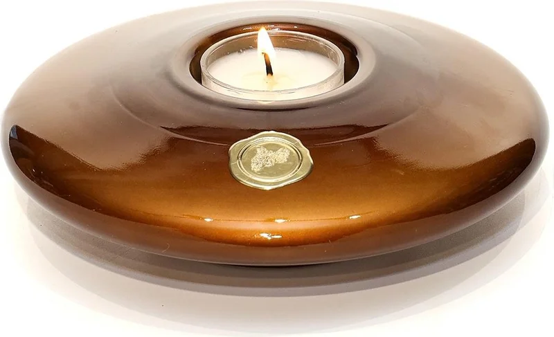 ميسي Brown Golden Glow Glass Candle Holder and Tealight Set (Decorative Coated Box)