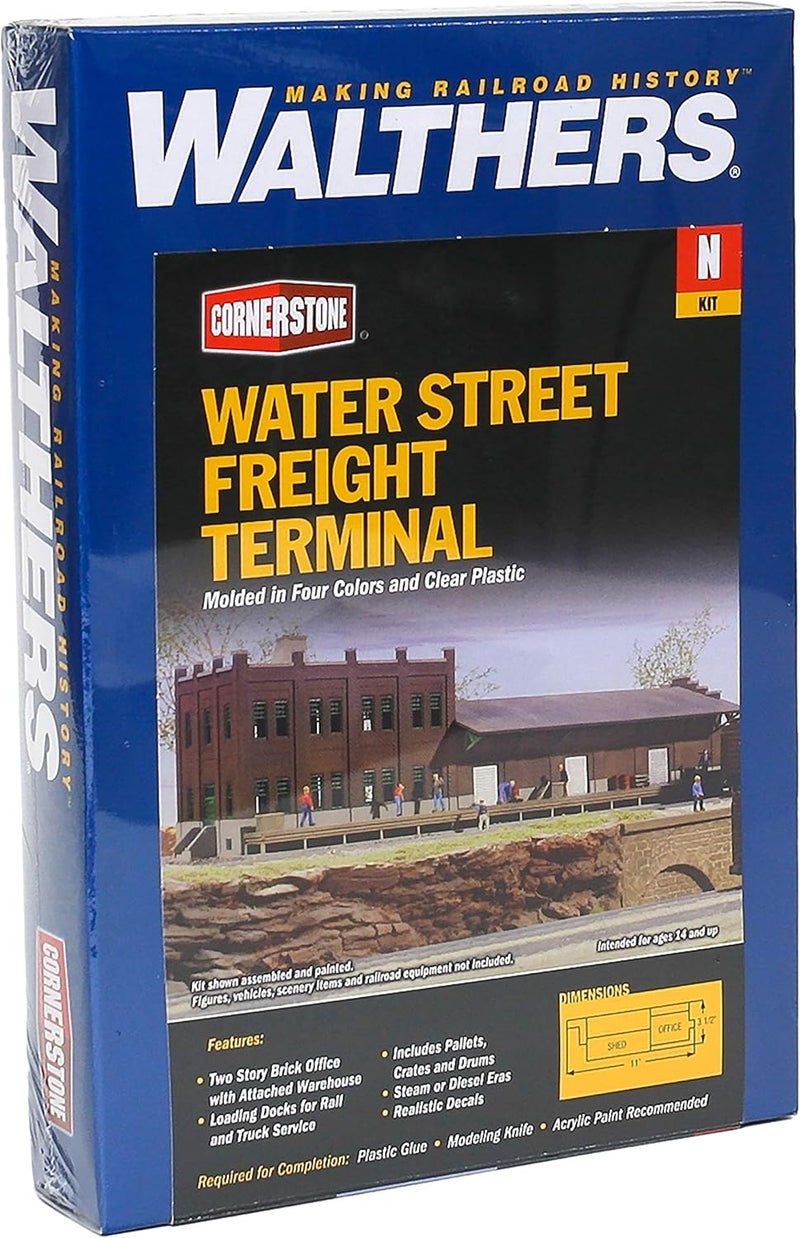 Cornerstone Walthers N Scale Model Water Street Freight Terminal Kit, 11 x 3-1/2" 27.5 x 8.7cm - Image 3