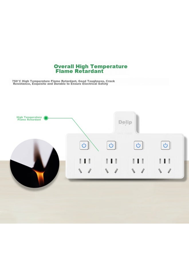 Delipow Power Strip, One To Four Multi-functional Socket, Individual Switch/socket Converter/power Strip/wireless Plug - Image 3
