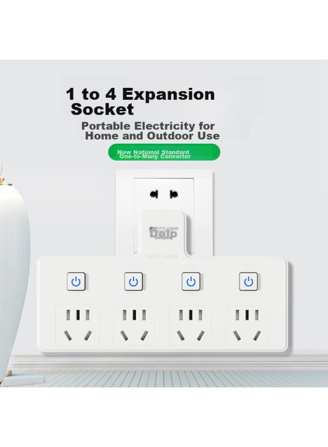 Delipow Power Strip, One To Four Multi-functional Socket, Individual Switch/socket Converter/power Strip/wireless Plug - Image 5