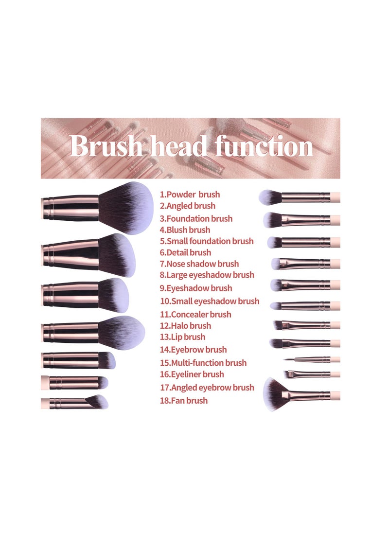 BS Mall - 18 PCS Makeup Brushes, Premium Synthetic Foundation Powder Concealers Eye Shadows Brush Set, With 5 Sponge and Holder Sponge Case (Pink) - Image 1