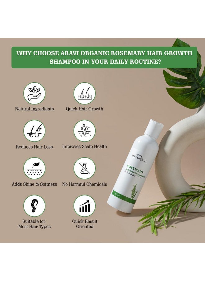 Aravi Organic Rosemary Hair Growth Shampoo Enriched With Rosemary Green Tea & Caffeine For All Hair Types For Men & Women Sulfate & Paraben Free 200 Ml  - Image 2