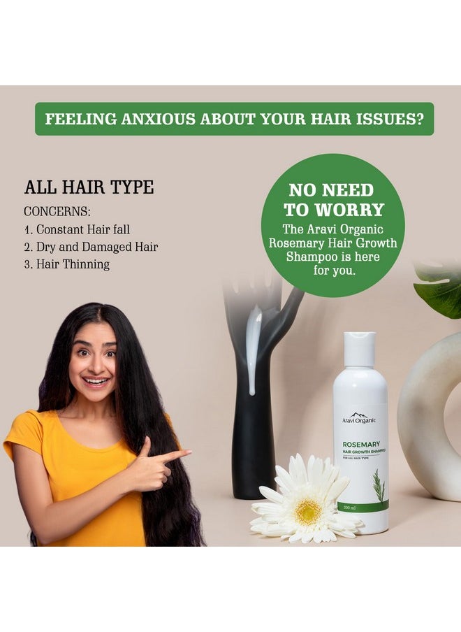 Aravi Organic Rosemary Hair Growth Shampoo Enriched With Rosemary Green Tea & Caffeine For All Hair Types For Men & Women Sulfate & Paraben Free 200 Ml  - Image 5
