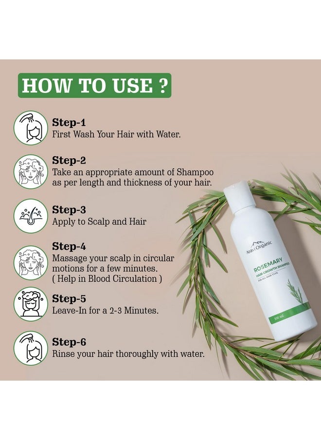 Aravi Organic Rosemary Hair Growth Shampoo Enriched With Rosemary Green Tea & Caffeine For All Hair Types For Men & Women Sulfate & Paraben Free 200 Ml  - Image 4