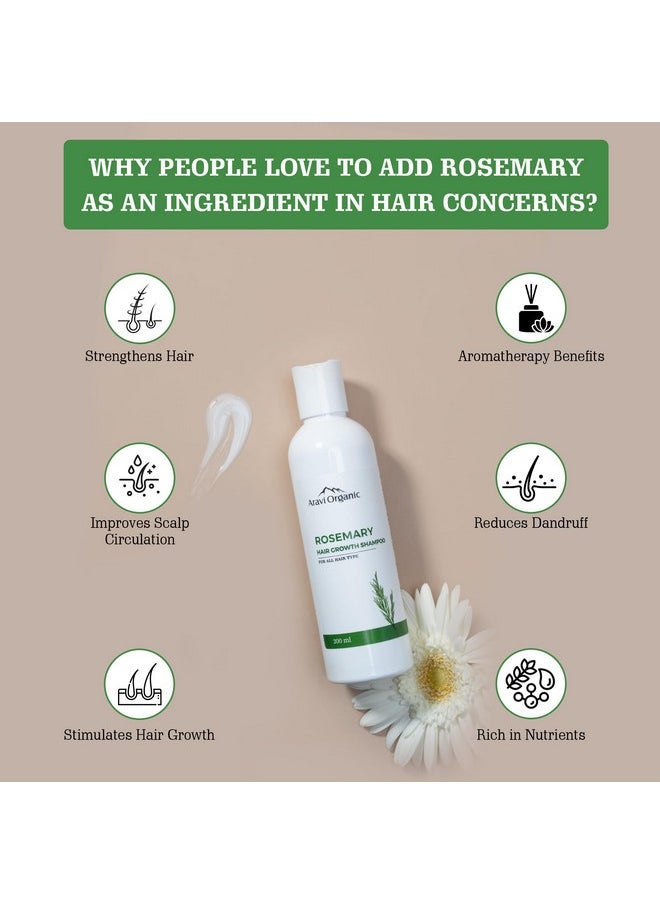 Aravi Organic Rosemary Hair Growth Shampoo Enriched With Rosemary Green Tea & Caffeine For All Hair Types For Men & Women Sulfate & Paraben Free 200 Ml  - Image 3