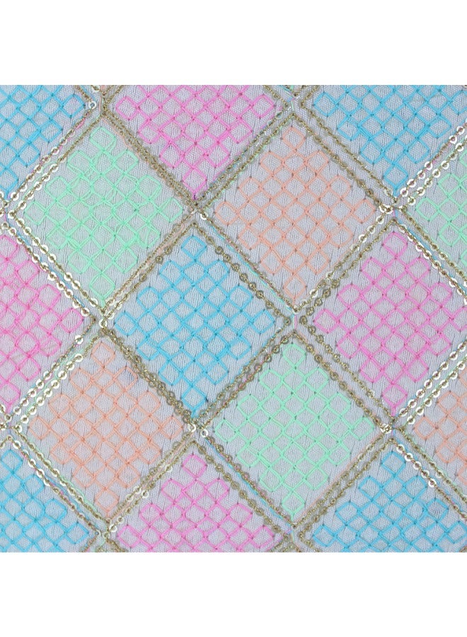 BYFT Orchard Cushion Cover 16 x 16 inch (Diagonal Checks Design ) 40 x 40 cm Luxury Decorative Cushion Cover for Sofa, Bed & Living Room- Set of 2 without inserts - pastel pink, blue, and mint green - Image 4