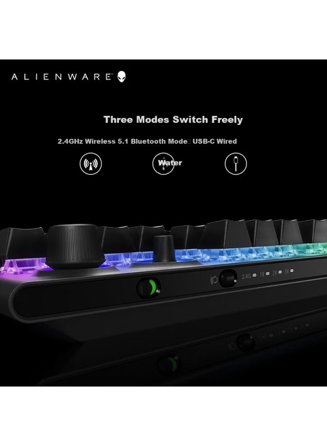 Alienware Aw920k Tri-mode Gaming Mechanical Keyboard, Home Mechanical Red Switch, Fully Programmable, Magnetic Charging, Gift For Boyfriend Or Girlfriend, Black - Image 1