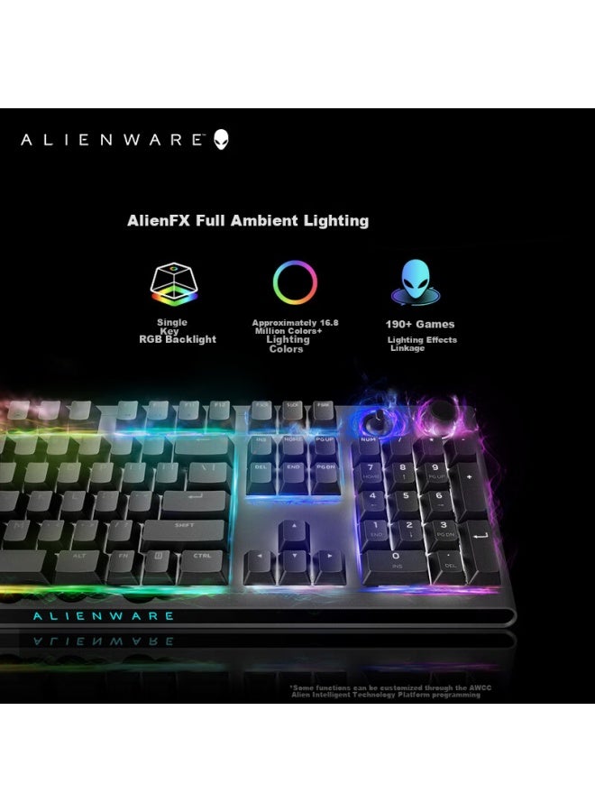Alienware Aw920k Tri-mode Gaming Mechanical Keyboard, Home Mechanical Red Switch, Fully Programmable, Magnetic Charging, Gift For Boyfriend Or Girlfriend, Black - Image 5