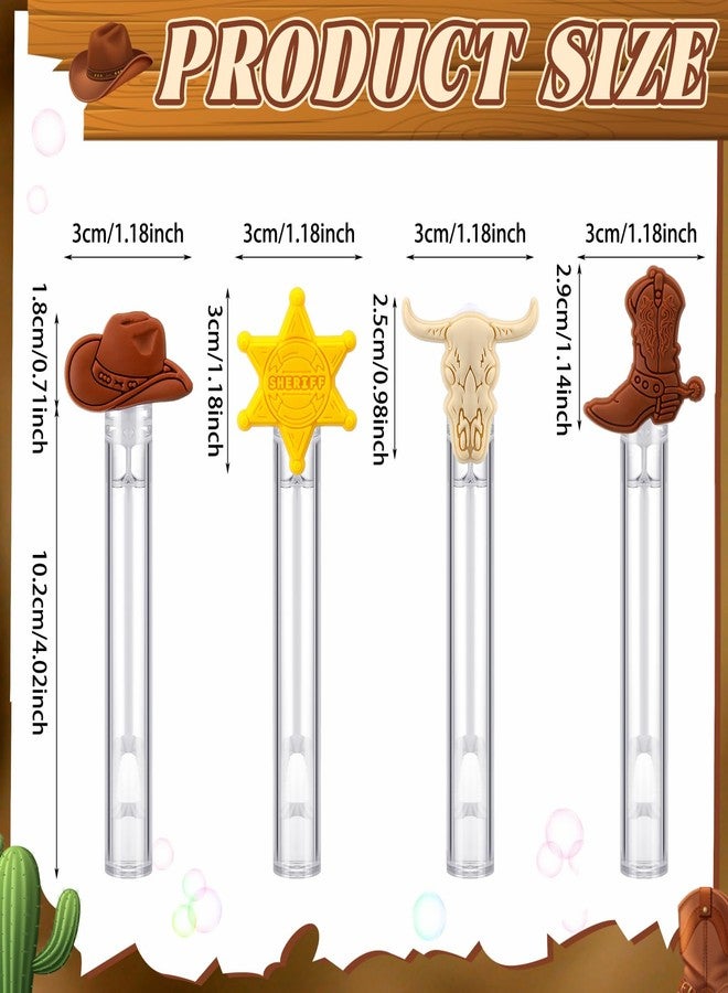Civaner 36pcs Western Cowboy Bubble Wands Party Favors Mini Bubble Wands Tube Bulk Theme Maker Gifts Goody Bag Stuffers Birthday Crafts - Image 4