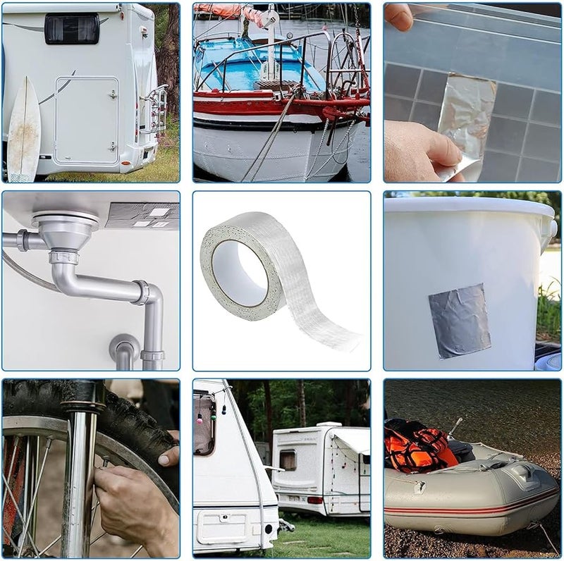 Butyl Rubber Waterproof Tape 1.77 Inch Silver for RV Cars Boats Aluminum Foil Sealant - Image 3