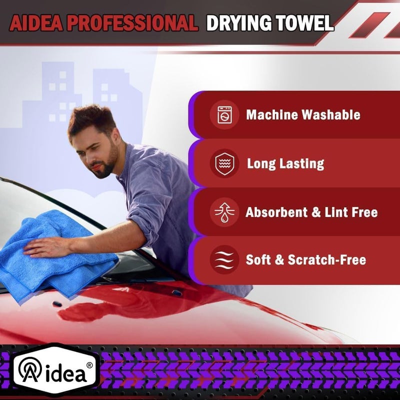 AIDEA Microfiber Towels for Cars-2PK, Large Professional Car Drying Towel, Scratch-Free & Absorbent Drying Towel for Cars, SUVs, RVs, Trucks, and Boats, 24inx 31in, Blue - Image 4