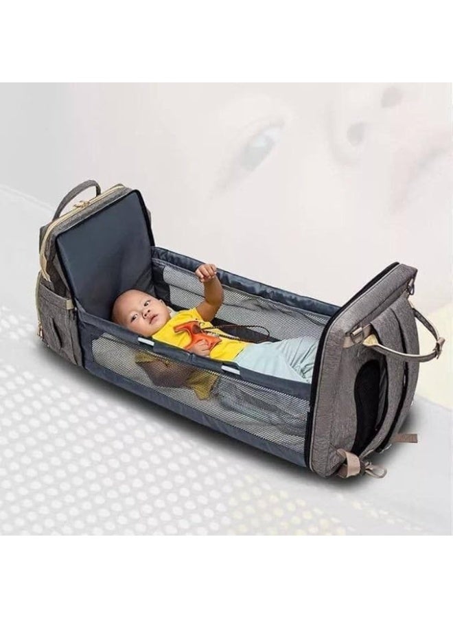 شنطة حفاضات للأطفال من الجنسين بتصميم حديث مع سرير، عبوة من قطعة واحدة - Image 3