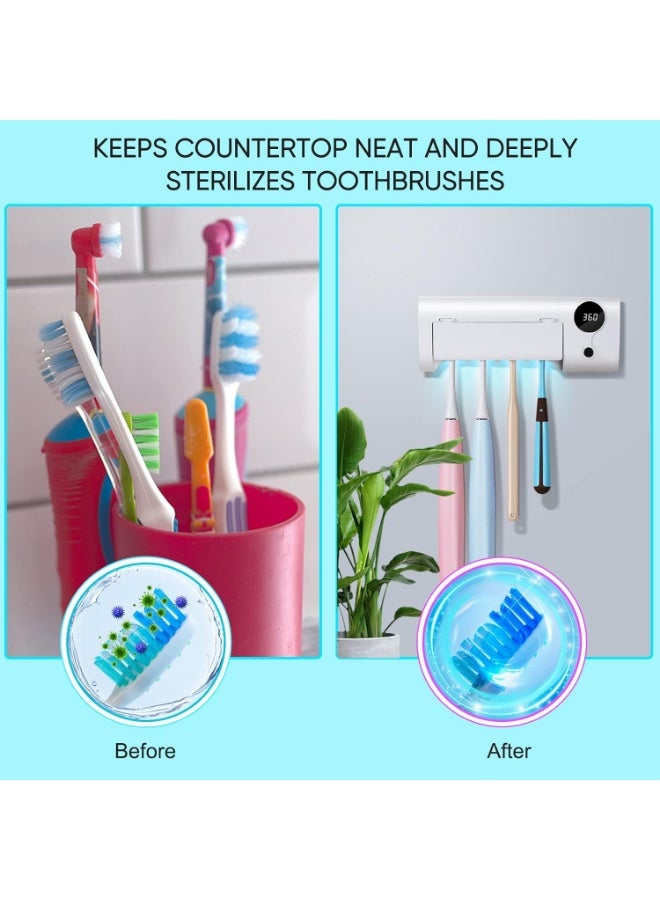 UV Toothbrush Cleaner, Timer Function, Rechargeable Tooth Brush Holder Wall-Mounted for Bathroom, No Drilling, 4 Slots - Image 3