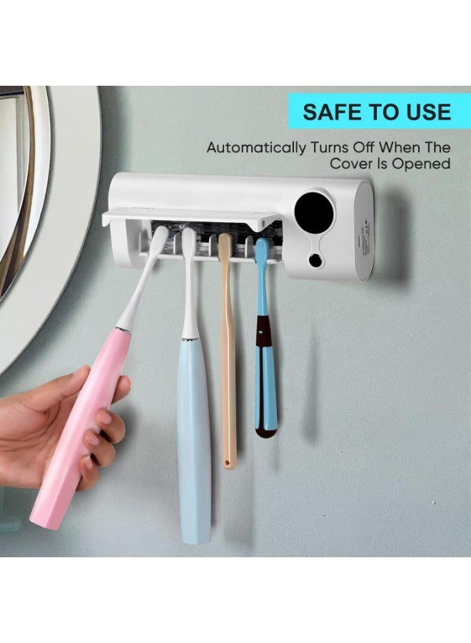 UV Toothbrush Cleaner, Timer Function, Rechargeable Tooth Brush Holder Wall-Mounted for Bathroom, No Drilling, 4 Slots - Image 4