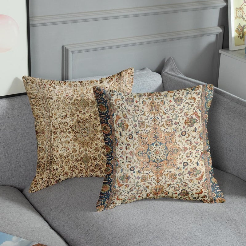 Sanwarm Throw Pillow Covers Home Decor Set of 4 Pillow Cases Decorative 18 x 18 Inches Outdoor Cushion Couch Sofa Pillowcases Mandala Computer Angle Brown Circle - Image 4