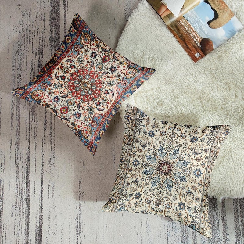 Sanwarm Throw Pillow Covers Home Decor Set of 4 Pillow Cases Decorative 18 x 18 Inches Outdoor Cushion Couch Sofa Pillowcases Mandala Computer Angle Brown Circle - Image 3