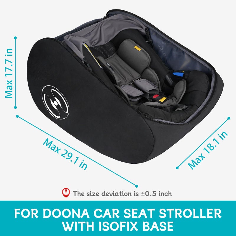 YOREPEK Padded Car Seat Travel Bag for Airplane, Compatible with Doona Car Seat Stroller, Infant Car Seat Bags with Lockable Zipper, Foldable Gate Check Stroller Bag Backpack for Baby Travel - Image 2