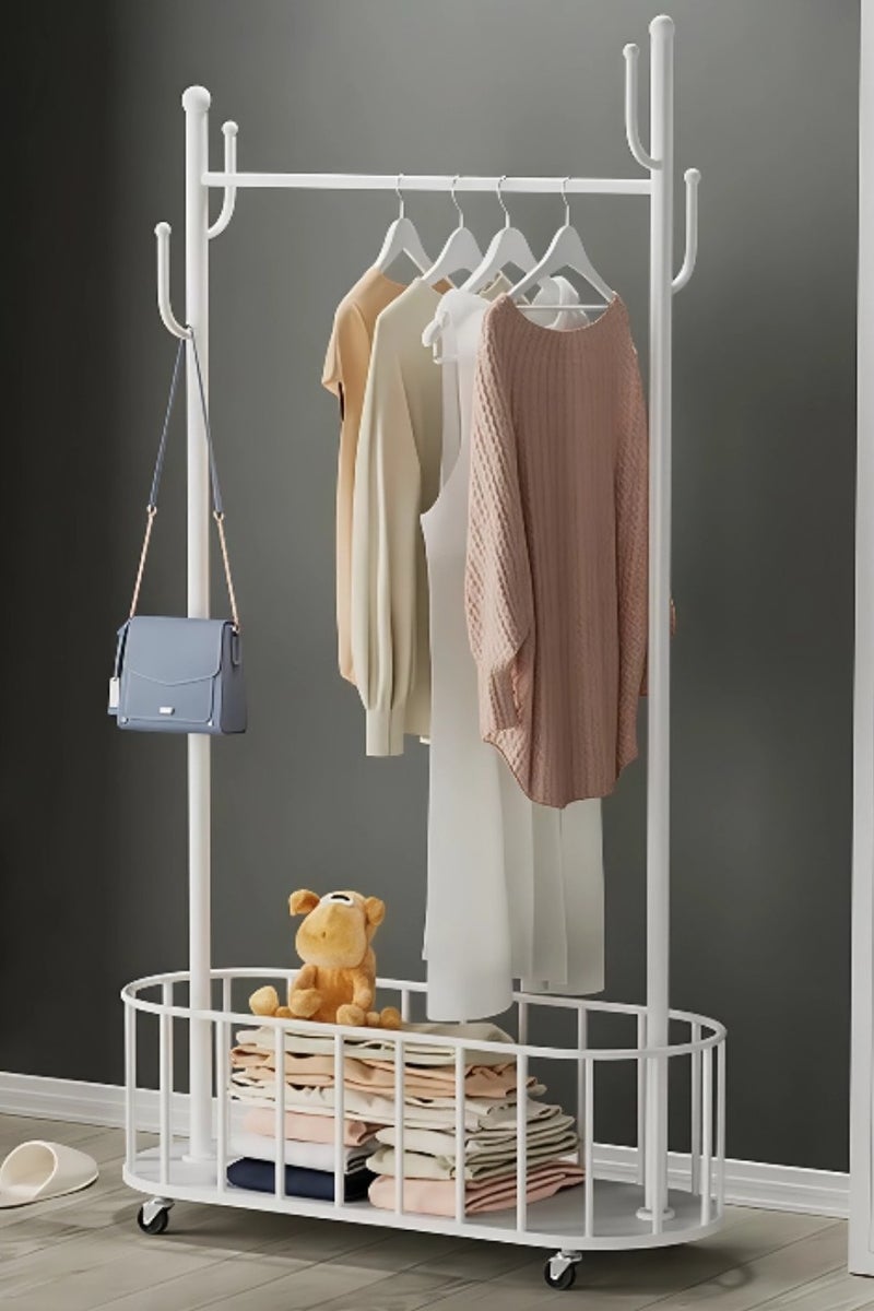 AIWANTO 100CM Freestanding Clothes Rack with Storage Base – Space-Saving Organizer for Shoes, Bags & Daily Wear (170×100×35cm)  - Image 1