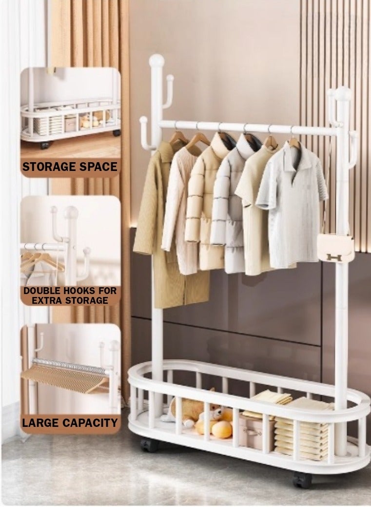 AIWANTO 100CM Freestanding Clothes Rack with Storage Base – Space-Saving Organizer for Shoes, Bags & Daily Wear (170×100×35cm)  - Image 3