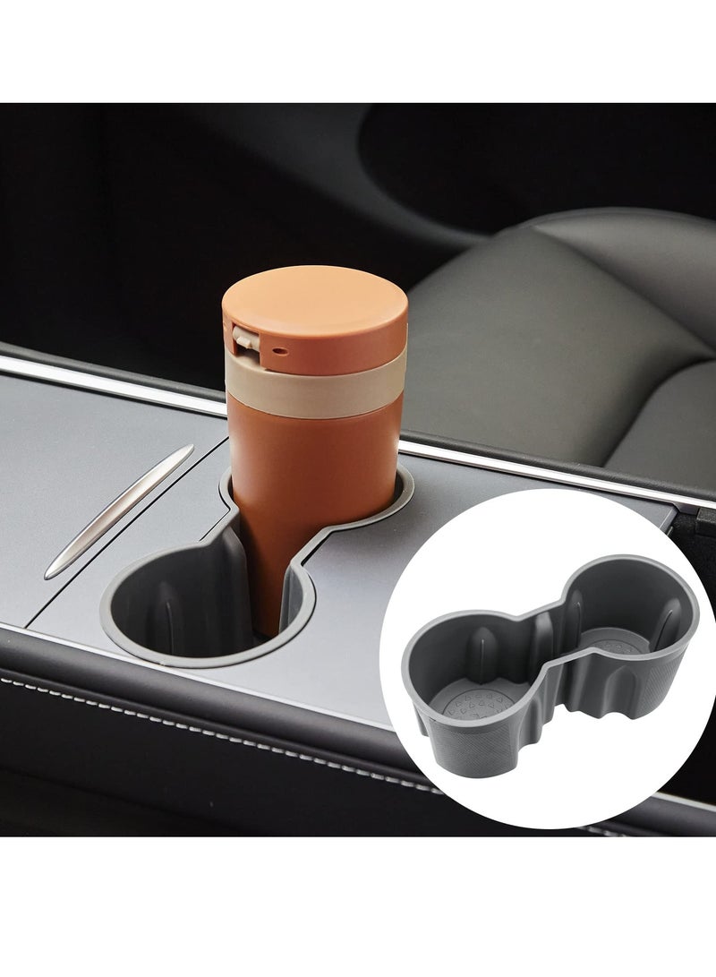 Zikra Center Console Cup Holder Insert Compatible with Tesla Model 3 / Y Accessories Only Fit New Console (Gray) - Image 1