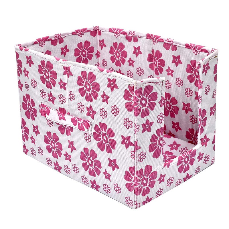 Kuber Industries Kuber Industries Leaf Printed 2 Piece Non Woven Shirt Stacker Wardrobe Organizer Set Pink CTKTC35042  - Image 1